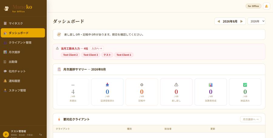 会計事務所業務管理SaaS「Maneko for Office」